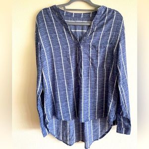 Blue and White Striped Blouse